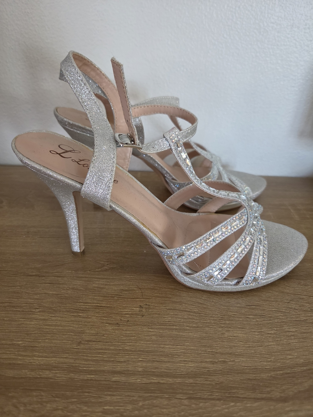 Glistening Silver Rhinestone Slingback Heels
